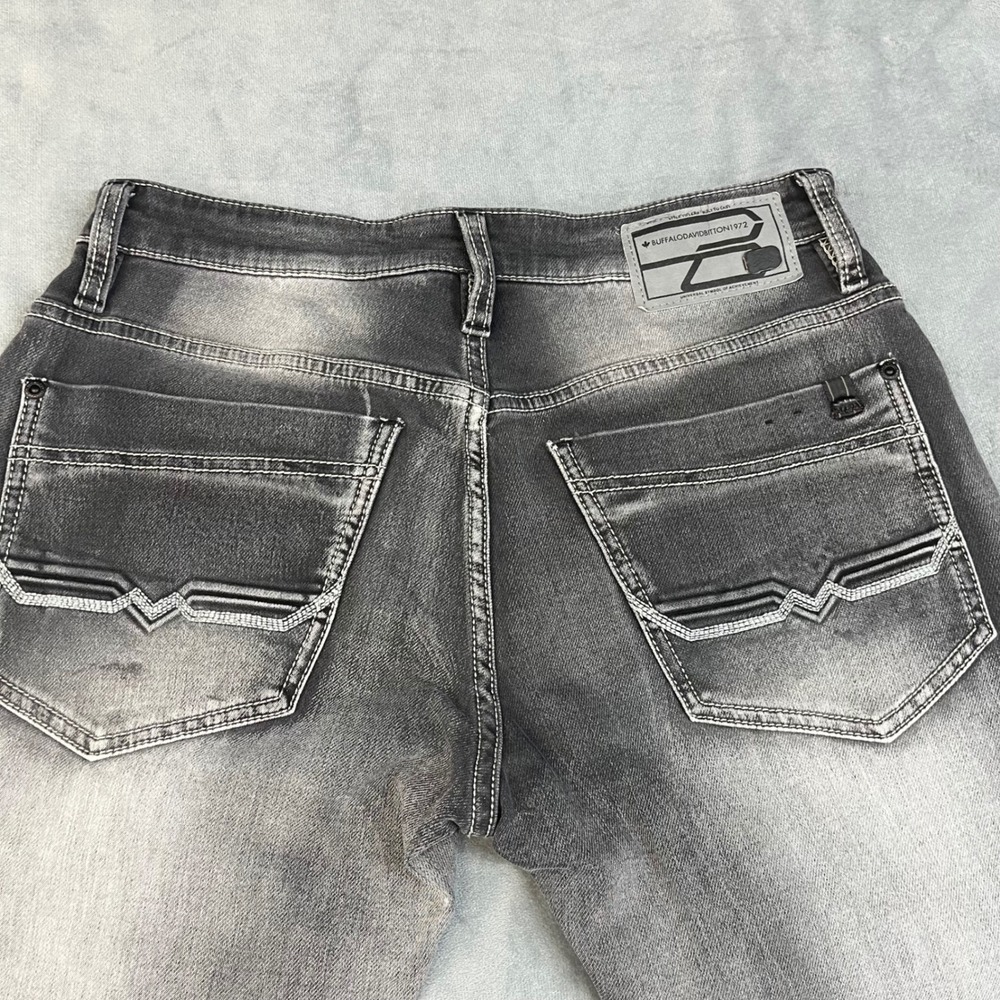 Buffalo David Bitton Ash-X Slim Stretch Jeans Mens 30x32 Gray Faded - Picture 7 of 8